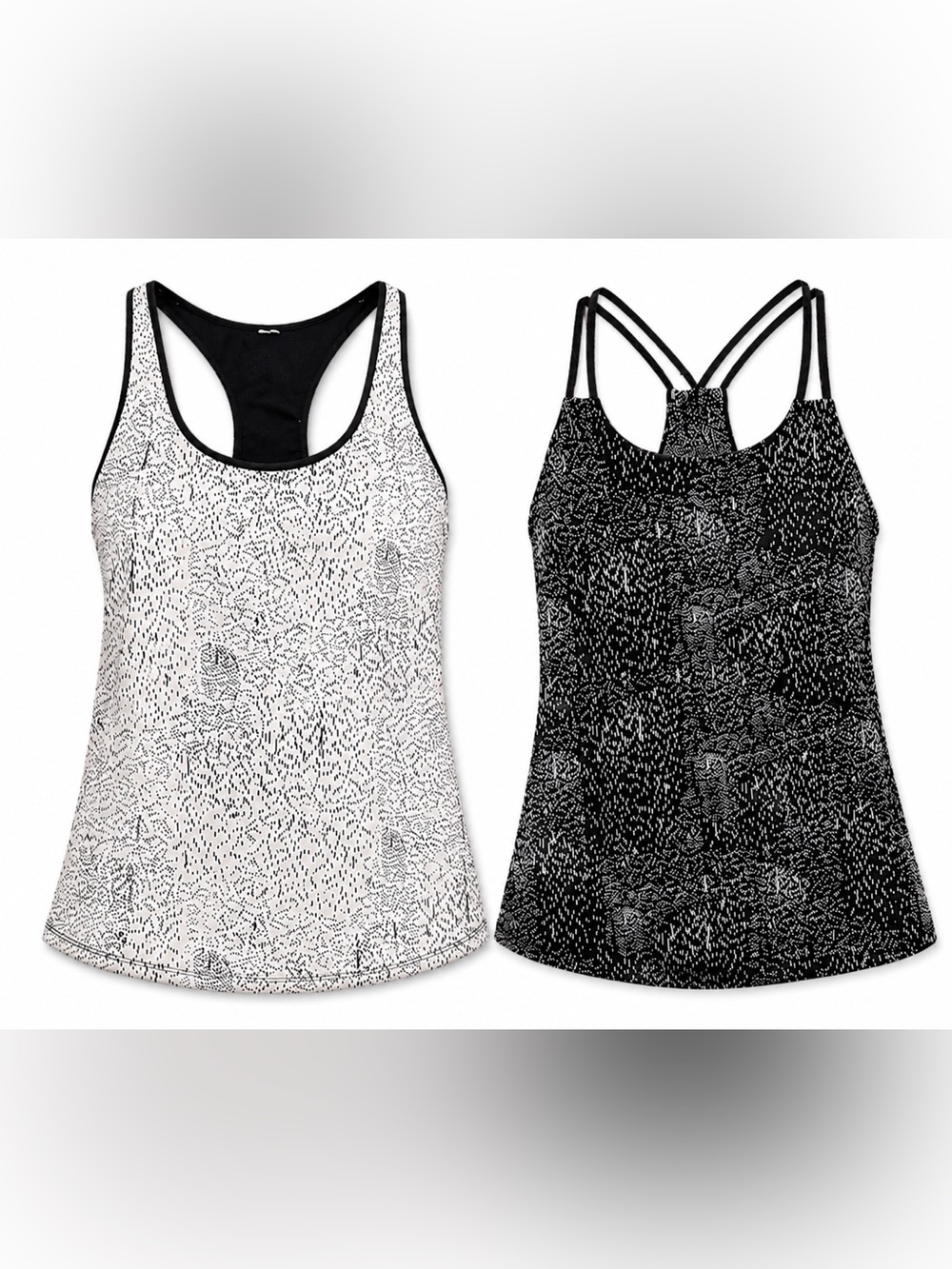 Fabletics Tank Top Bundle - Black White Print - M